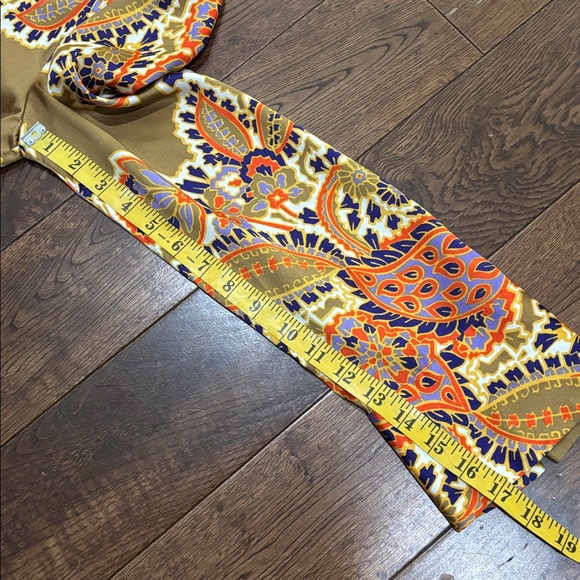 ZARA Satin button down blouse paisley print size Small Lightweight  gold bronze - Picture 5 of 11